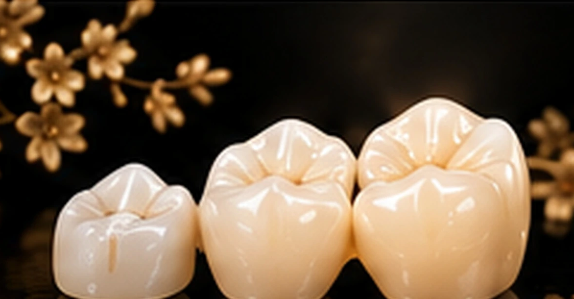 Illustration of three dental crowns