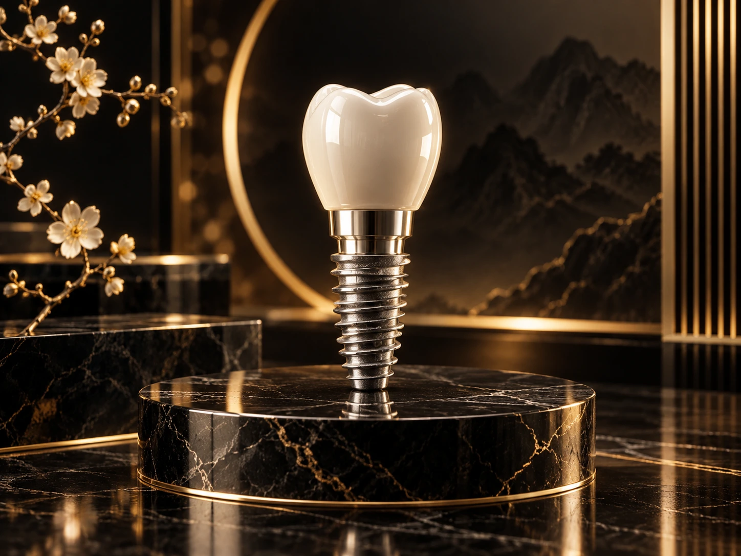 Illustration of a dental implant and crown