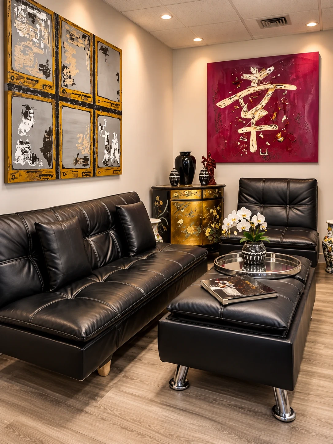 Lounge seating and artwork