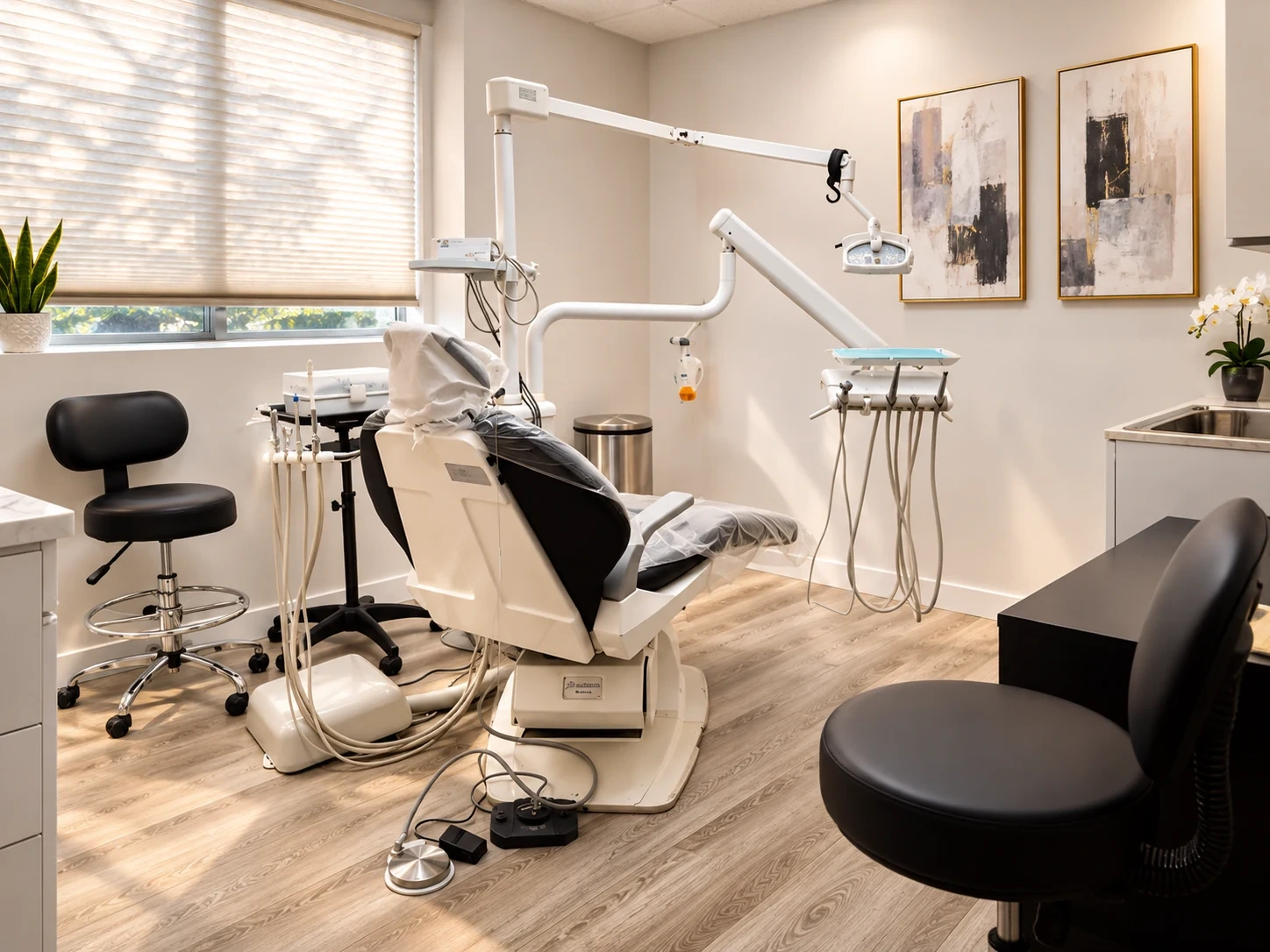 Treatment room with dental chair